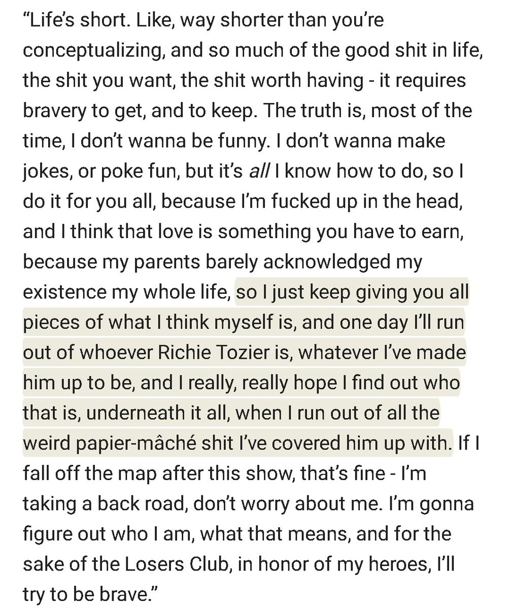 only bad thing about this fic so far is the senior tozier shade but it was written in 2019 so i can mostly forgive that

very bo burnham coded monologue here too (complementary)