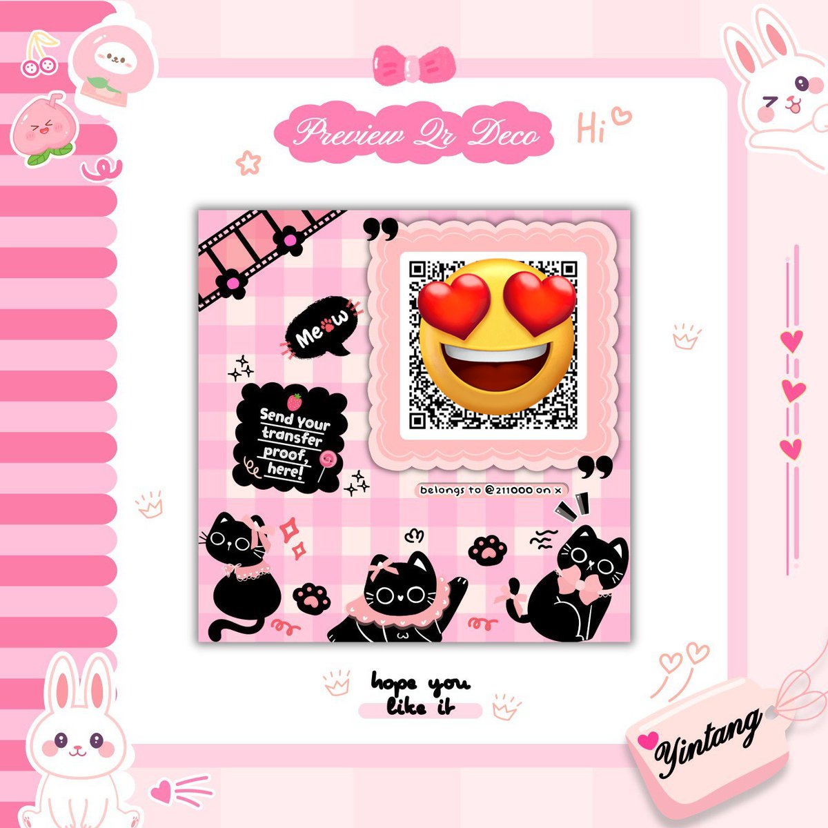 Terima kasih banyak kak Qai <a href="/qai_store/">⋆˚✿˖° qai 1200+ testi</a> sudah berbagi kebahagiaan! Aku sudah terima qr deco cantiknya buatan kak Sachi <a href="/saschicute/">ᐢ..ᐢ sascHii 👩🏻‍🍳🍎 ִֶָ ࣪ 𑊢</a> 😍✌💐 Semoga kamu sehat dan bahagia selalu yaa. Aamiin