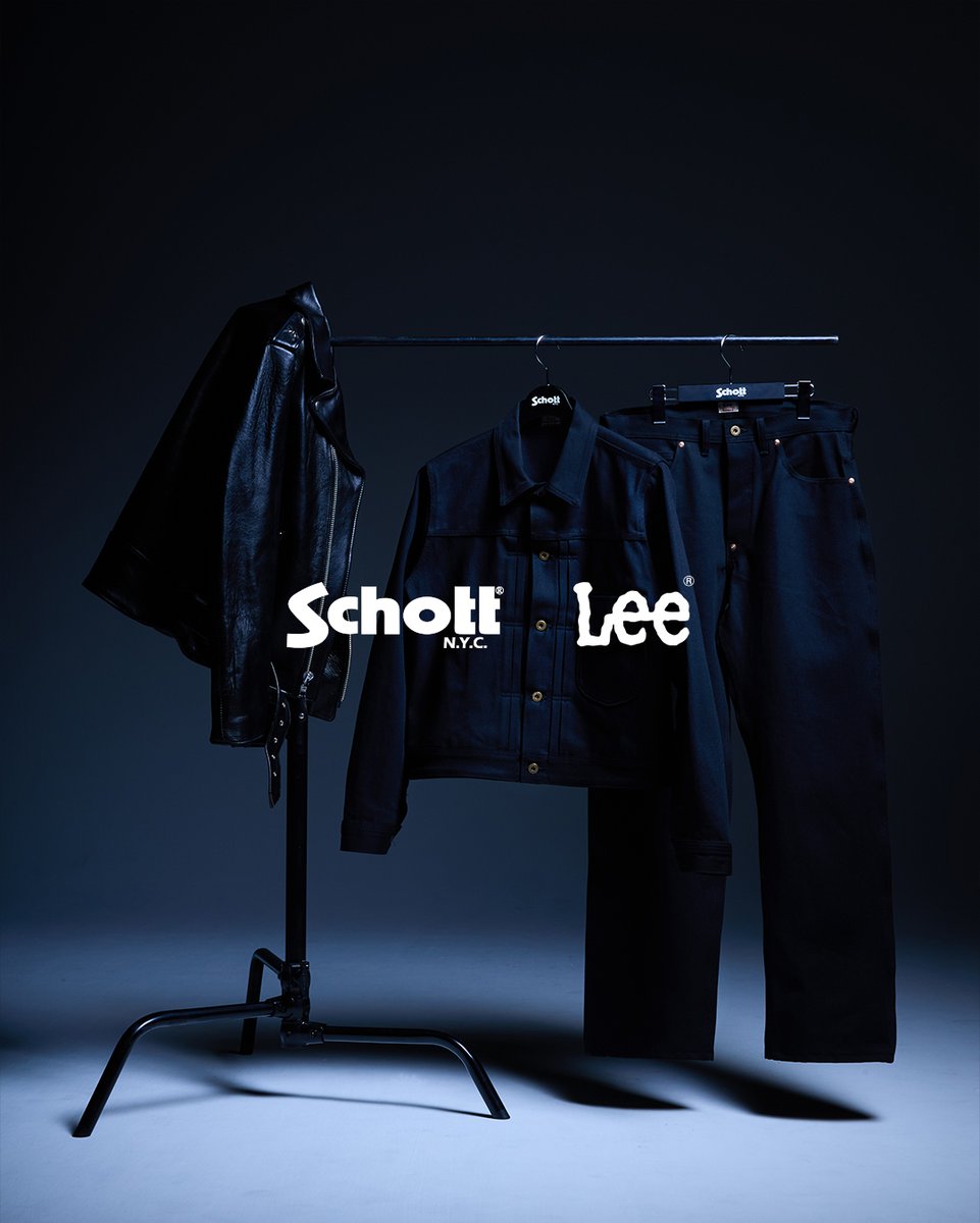 Schott × Lee 2026 SS “101J COWBOY BLACK DENIM JACKET & PANTS”が3