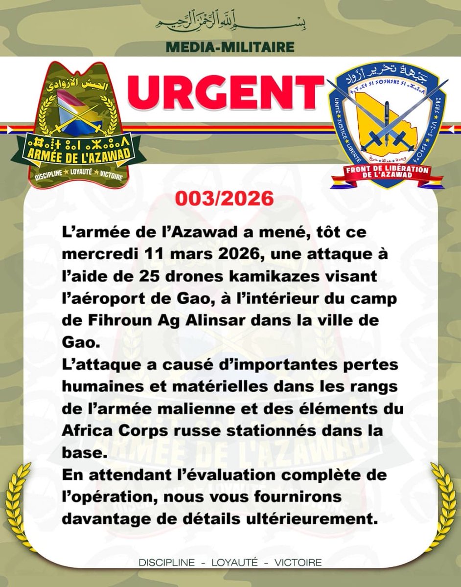 Front de Libération de l’Azawad (FLA) tweet media