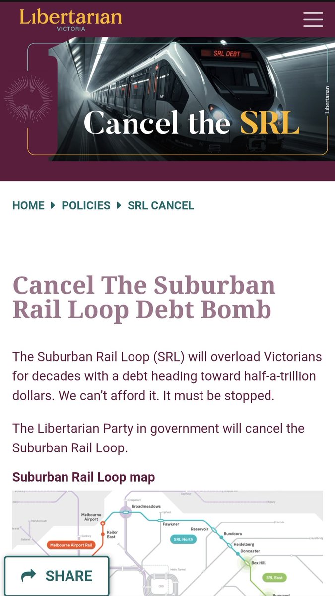 AllBiteNoBark88's tweet image. They're out of control
SRL is a $400BILLION ATOMIC DEBT BOMB
Engineered by #Labor to give work to the CFMEU for the next 20 years when the building of houses slows.
Read about it here 》》》
vic.libertarians.org.au/srl_cancel