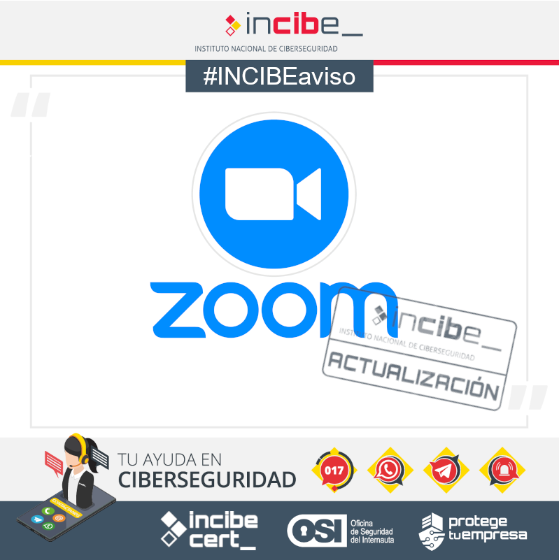 incibe_cert's tweet image. ⚠️#INCIBEaviso | #Zoom ha publicado nuevas actualizaciones para solucionar vulnerabilidad en su aplicación. Si quieres estar protegido, actualiza.

➕ℹ️ zoom.com/en/trust/secur…

#AvisosDeSeguridad #Empresas