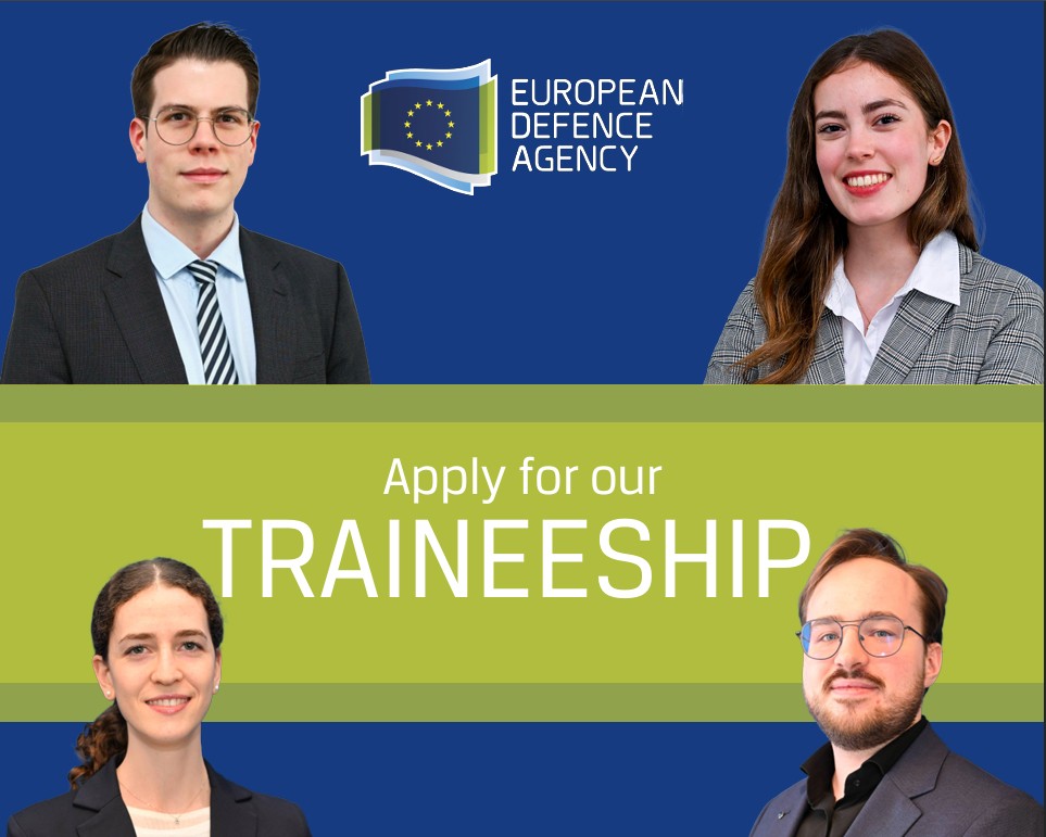 opportunitiesfy's tweet photo. π’ The European Defence Agency (EDA) is offering 20 paid traineeships starting Sept 2026 in fields like cyber, space and communication β apply by April 2026. Apply: https://t.co/QoMdsfarA9
#EUJobs #EDA #EUInternship #EUCareers #Traineeship https://t.co/curDVJY3da