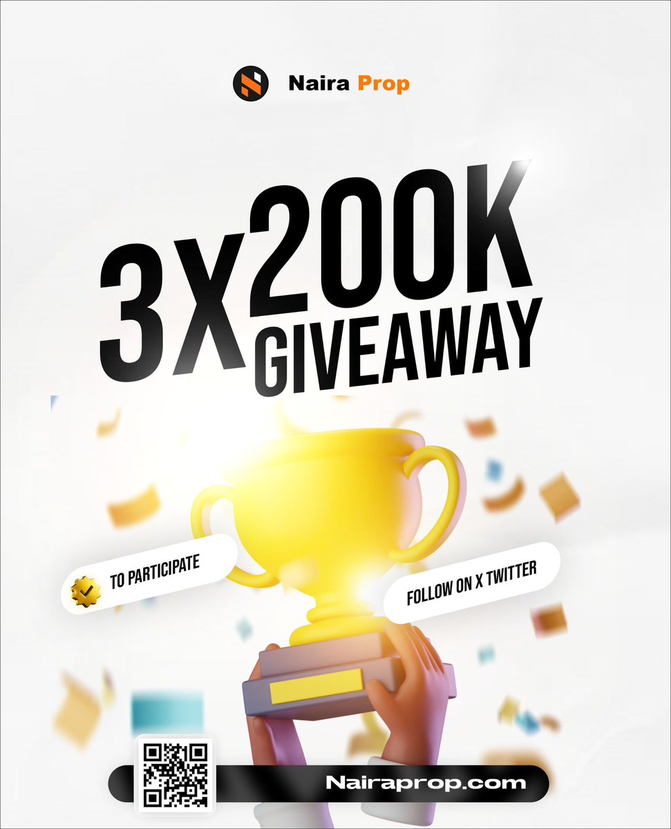 3x 200k Naira acc Giveaways 🎁

Follow <a href="/nairaprop/">NairaProp</a>, <a href="/skyshark0/">hakeem⚡</a>
Like &amp; Retweet
Tag 3 traders
Engage with quoted post 
72h