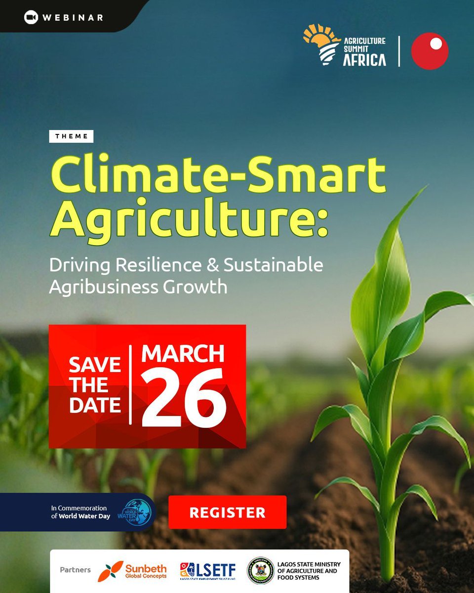 AgricSummit's tweet photo. In commemoration of #WorldWaterDay, ASA is convening leaders across Africa to explore climate-smart agriculture, water management, and resilient food systems.

Register: https://t.co/EKvKlrvPwx

#ASA2026 #FoodSecurity #ASA2026 #ASAwebinar 
https://t.co/EKvKlrvPwx https://t.co/LXZmyE0YuP