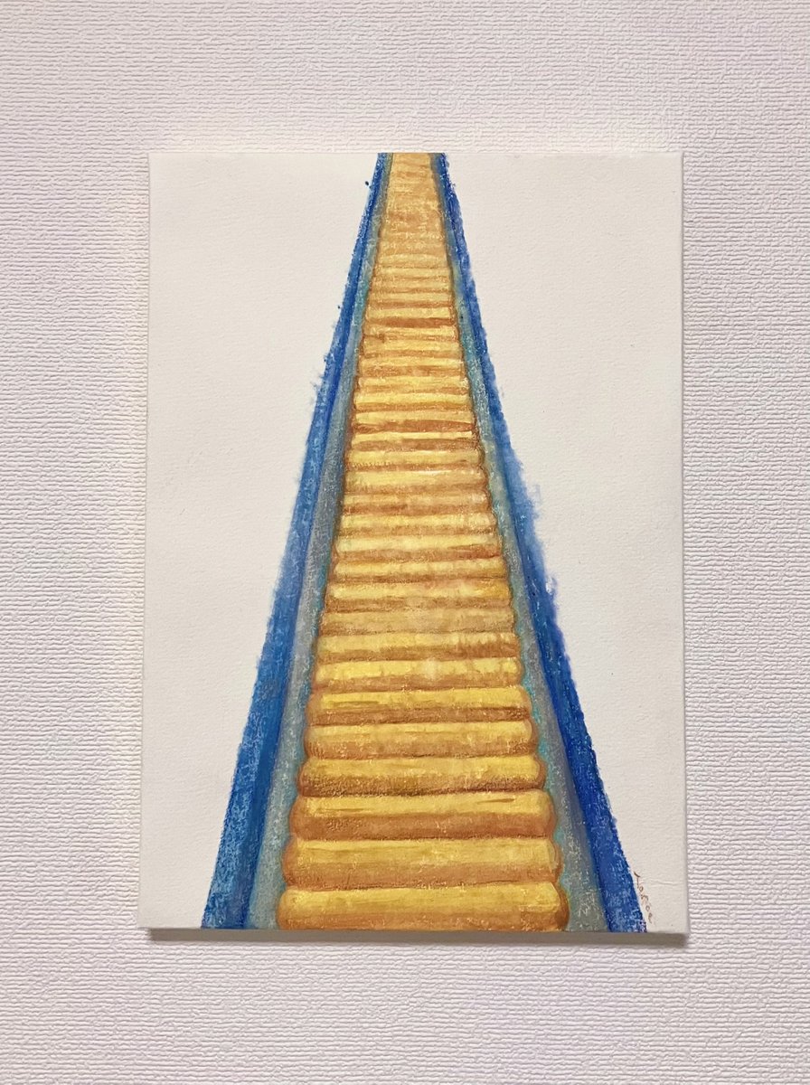 「おぼろげ公園 ローラー滑り台」
モノタイプ、色鉛筆／273×190
昔の作品をパネルに貼って飾りやすくしました。
確かに行ったことがあるんだけど、おぼろげにしか覚えていない公園をシリーズで描きました。残りの絵もパネルに貼って、販売用にする予定です。
#tomoe_1e #monotype #版画 #イラスト