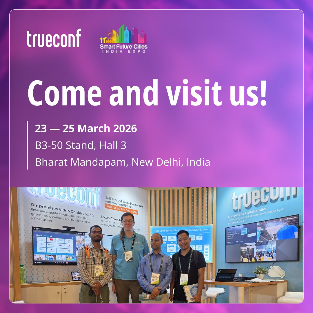 🚀TrueConf is heading to Smart Future Cities 2026
Join us at Stand B3-50, where our team will showcase secure collaboration technologies designed for organizations of any size.
✅Book a meeting: calendly.com/trueconfunifie…