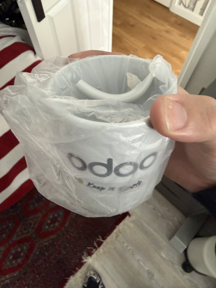 Hey <a href="/Odoo/">Odoo</a> I was looking forward to a coffee in the mug you sent me, but sadly the courier (Evri) decided to throw it and broke it 😢
