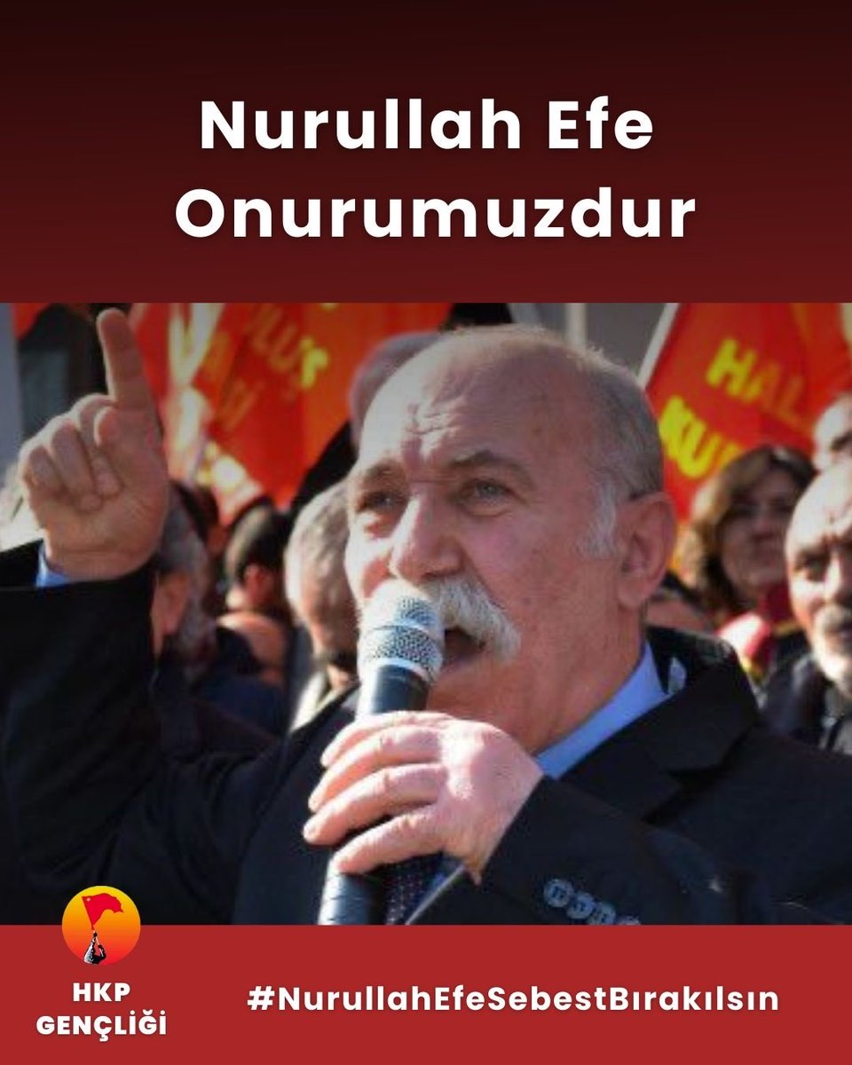 GENEL BAŞKANIMIZ NURULLAH EFE DERHAL SERBEST BIRAKILSIN!

1967’den bu yana bilfiil, insan soyunun baş düşmanı ABD-AB Emperyalist Haydutlarına ve yerli işbirlikçilerine karşı Devrimci Mücadelenin içinde olan, Türkiye Devriminin önderi Hikmet Kıvılcımlı ustanın yoldaşı ve
