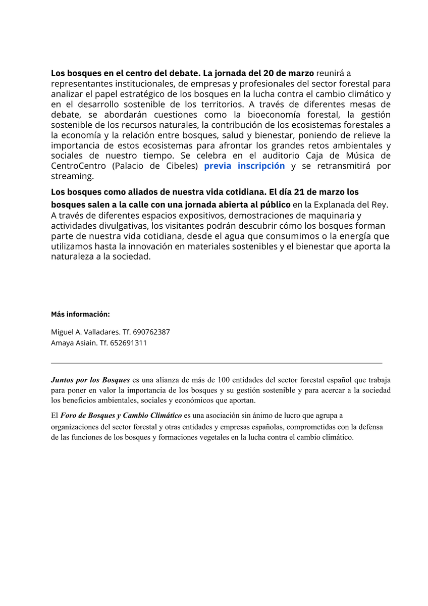 JuntosxBosques's tweet photo. ¡Quedan 10 días para el Día Internacional de los Bosques! Toda la información en esta nota de prensa ⬇️ https://t.co/FLWKxUnssR