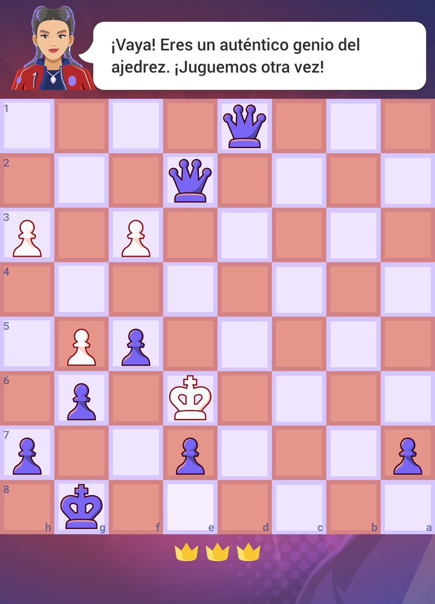 Me ha costado un poquito más de lo que pensaba, pero al final he podido derrotar a la Lead Singer de <a href="/chesscom_es/">Chess.com en Español</a>. ✌️😊

¡Ahora, a por los siguientes bots!

#Ajedrez #ChessPunks #Chess ♟️