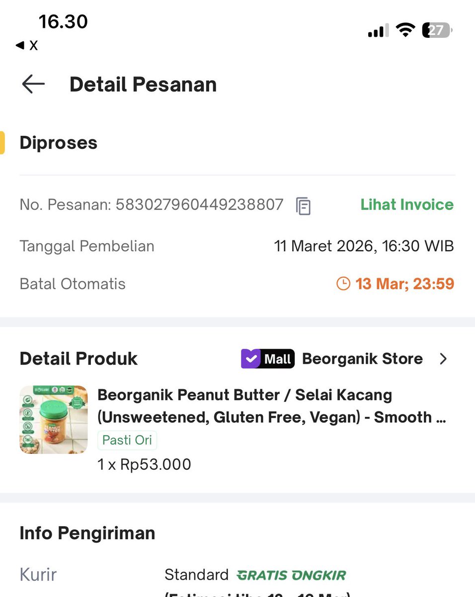 diera18_'s tweet photo. @tokopedia Halo min hari ini tanggal 11 Maret aku belanja Peanut Butter buat anakku.. Bismillah rezeki dedek 🥰 @tokopedia https://t.co/nL8fGTHuty
