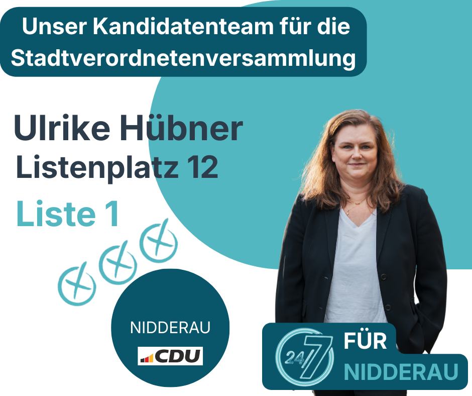 Volle Energie für #Nidderau! 💪✨

Unsere Listenkandidatin Ulrike Hübner kandidiert auf Platz 12 für das Stadtparlament. Mit ihrer Erfahrung und ihrem Engagement setzt sie sich für eine zukunftsorientierte Stadtpolitik ein, die alle Generationen im Blick hat. 🦁✅

#CDU #Wahl2026
