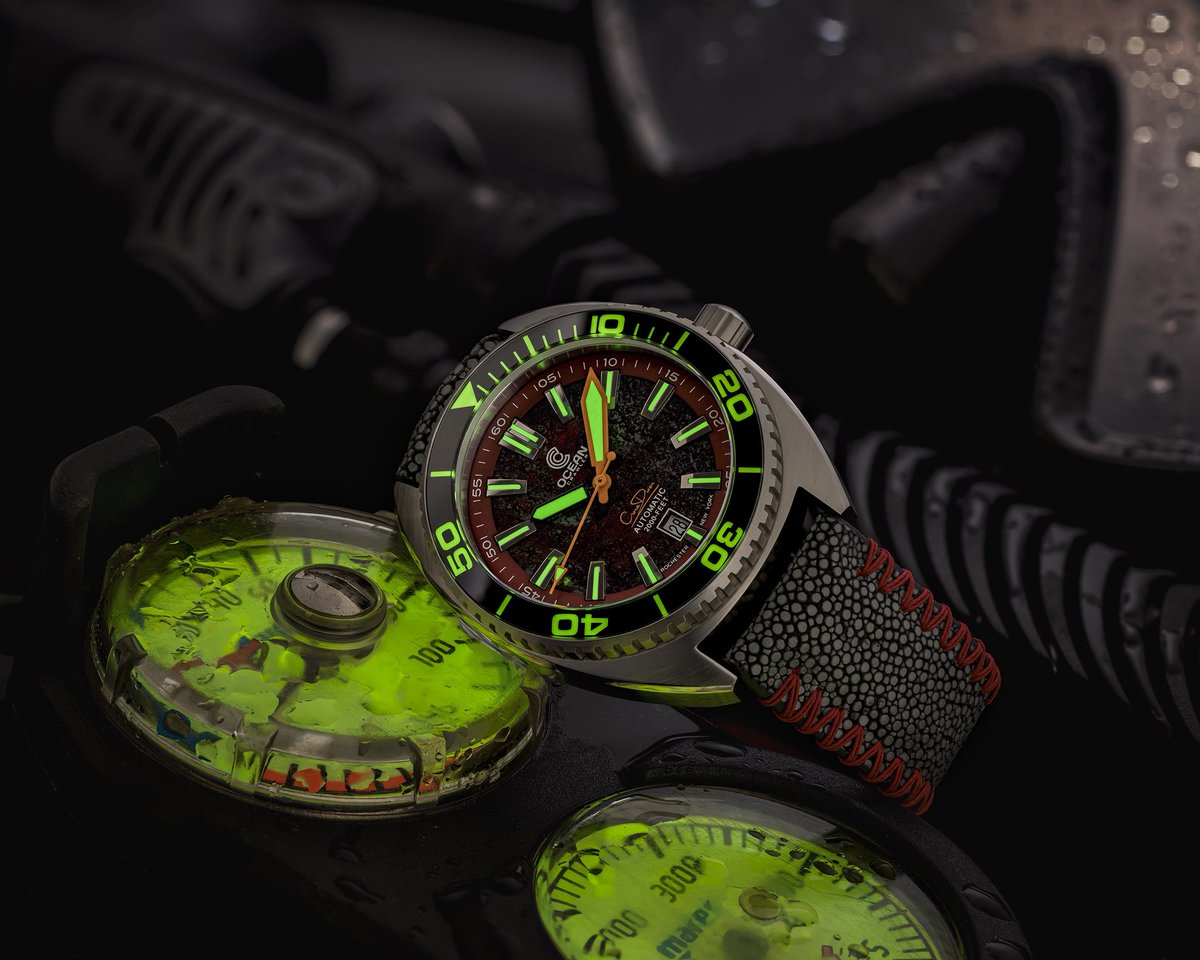Stone dial mechanical masterpiece of diver design on stingray strap with the Ocean Crawler Core Diver!  Make sure you visit oceancrawler.com and are signed up so you can receive special preorder offers on this amazing new model.  Coming soon!