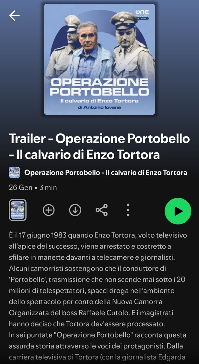 fulvialeopardi's tweet photo. Un podcast molto ben fatto e interessante in attesa del binge watching di #Portobello #EnzoTortora https://t.co/LfC1EdOOt0