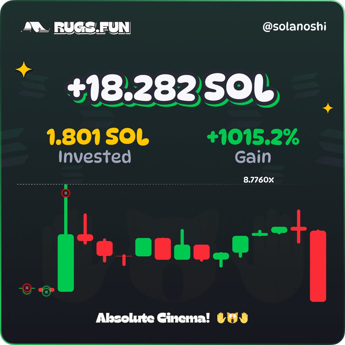 solanoshi's tweet photo. https://t.co/mcju56ojXZ = Solana printer? 🤔

Try Your luck 🍀and get 0.25 SOL extra at 20 lvl.
https://t.co/3SXKtrqJh1

@rugsfun
#rugsdotfun #rugsfun #solana #sol https://t.co/4TR6IQZRKC
