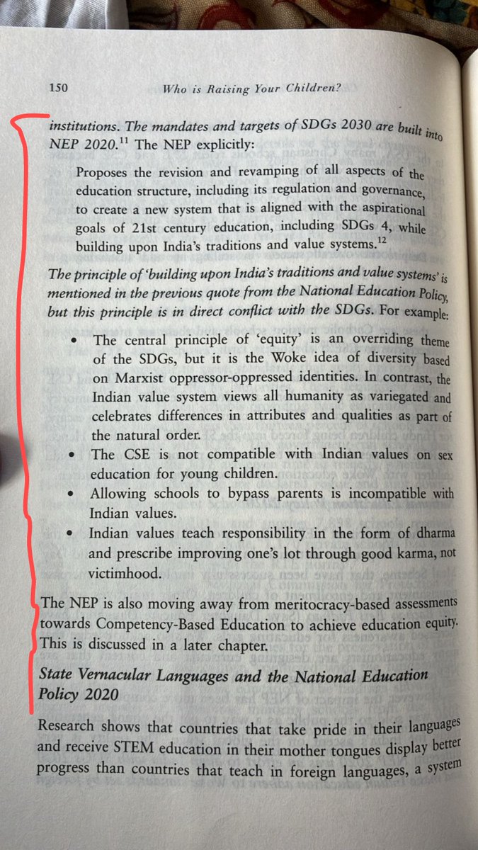 RajivMessage's tweet photo. UGC equity rules should be no surprise. Hate to say "we told you so" in our book Who is Raising Your Children. The NEP is the root cause. NEP 2020 was an effort to align India with SDG 2030 and make Indian education adhere to Woke standards set by the UN. The mandates and targets of SDG 2030 are built into NEP 2020.