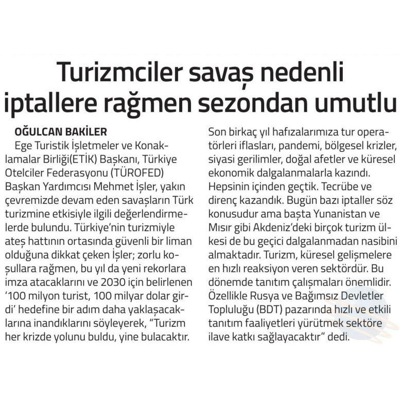 Ege Turistik İşletmeler ve Konaklamalar Birliği tweet media