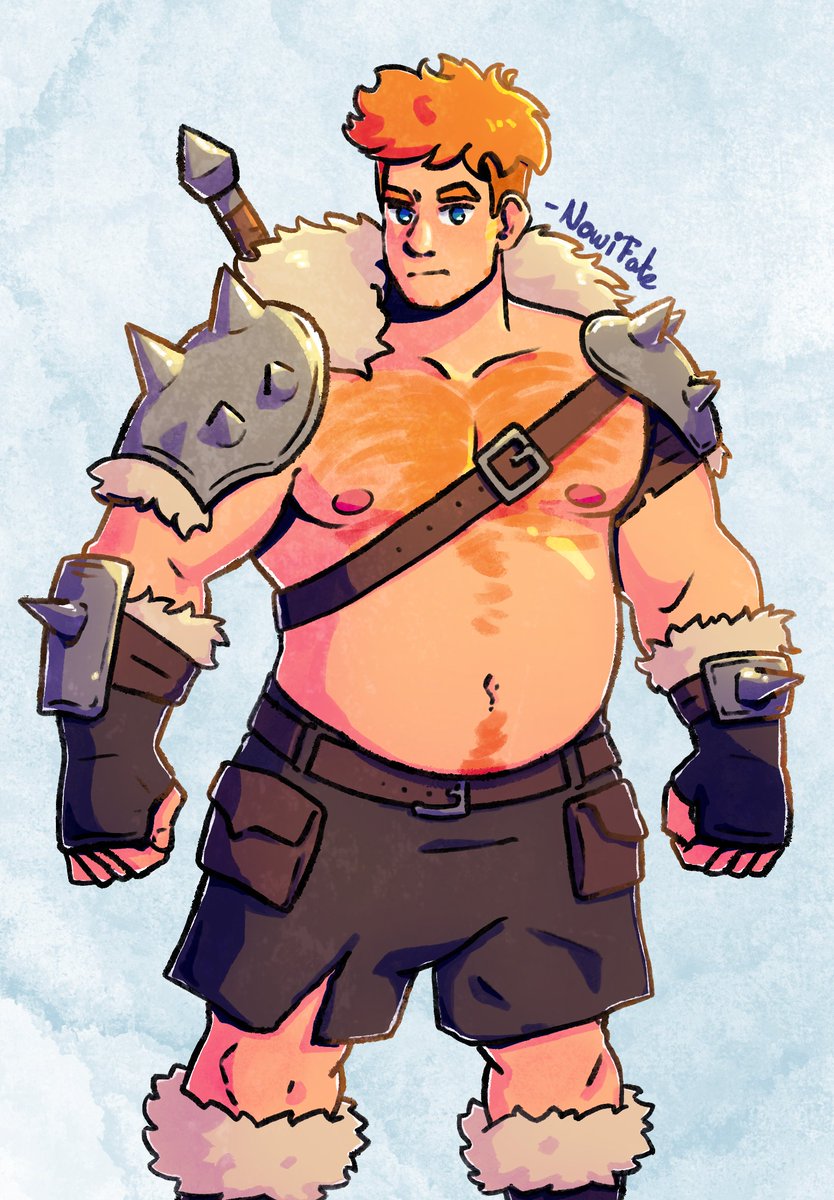 NowiFate_Create's tweet photo. Hunky Bara Barbarian OC, because fantasy himbos need more love!

#BaraArt #DnD #Yaoi #Gay #GayArt https://t.co/XtXkPXTlxm