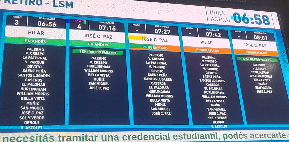 Ah ves... cuando queres podes andar a horario lata... por el momento a horario y sin cancelaciones... suerte al viajar y buen miercoles🤗🤗🤗
#trensanmartin
