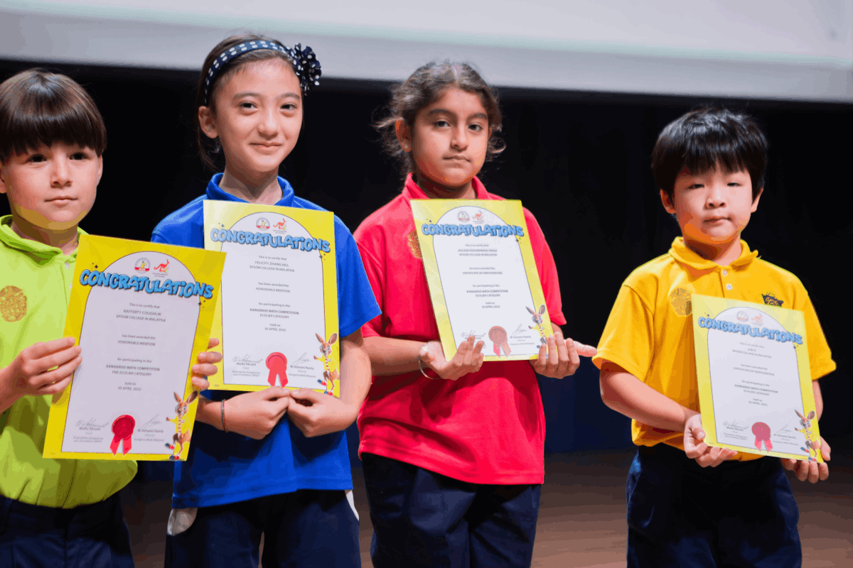 EpsomSchoolMY's tweet photo. Our Prep School Assembly celebrated a fantastic Term 2! 🌟 From the sports field to academic milestones like the Kangaroo Mathematics competition, we are so proud of our students' talent and dedication. #EpsomCollegeMalaysia #StudentSuccess #KangarooMath #PrepSchool https://t.co/5UbnjDt3CV