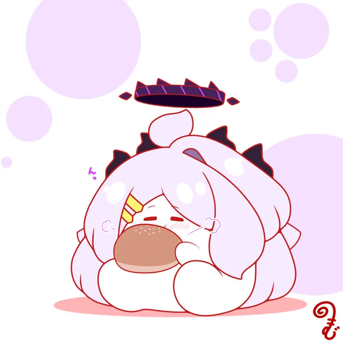 大きなパンを食べるおもちヒナちゃん #ブルアカ