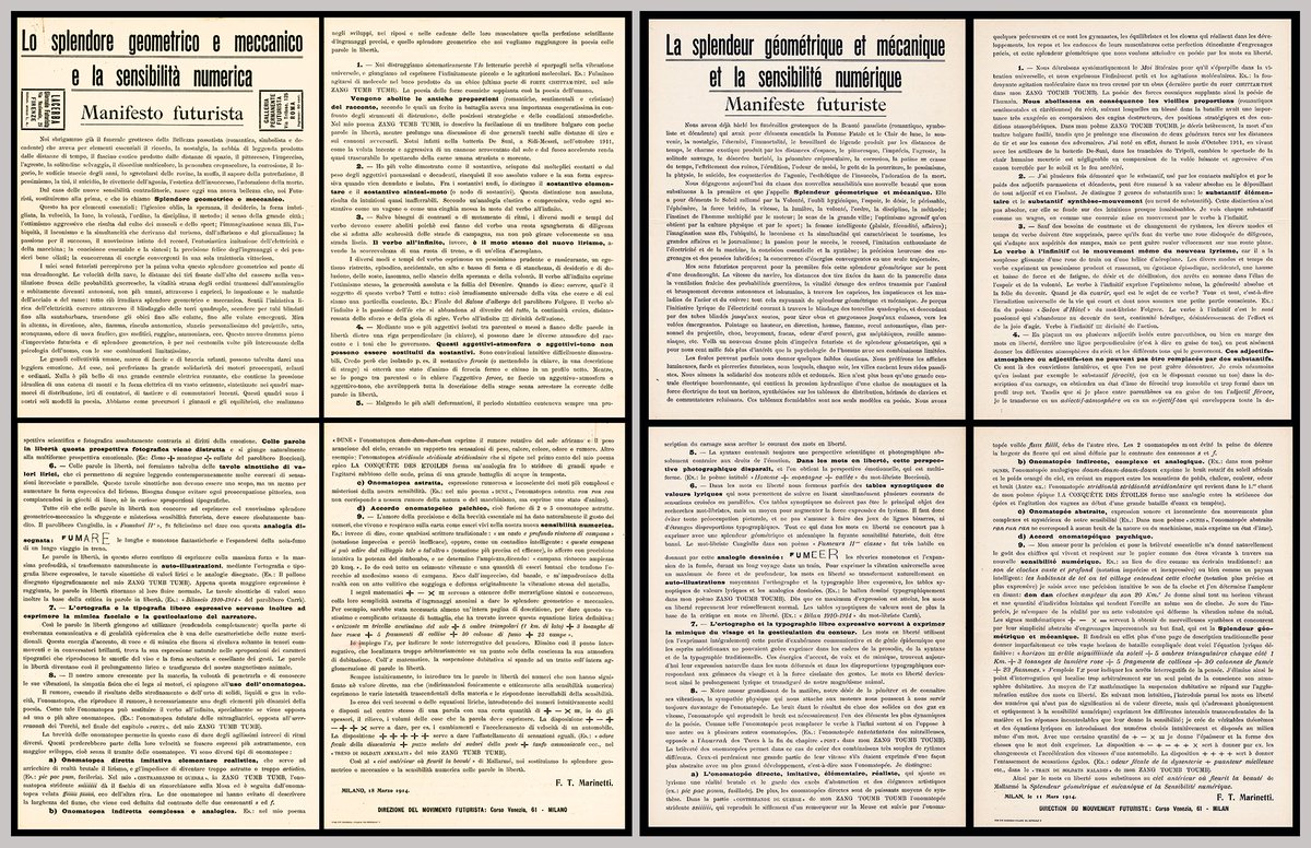 toccareleidee's tweet photo. F.T. MARINETTI
Lo splendore geometrico e meccanico e la sensibilità numerica. Prima edizione completa.
- Versione italiana:
https://t.co/aLFUKlkHcN
- Versione francese:
https://t.co/e9Ns7IzMlj
-
#FilippoTommasoMarinetti #futurismo #futurism https://t.co/GL1cVwSHNn