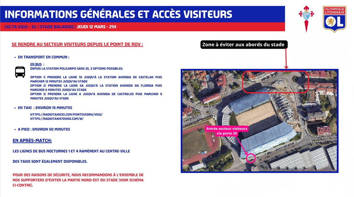 🇪🇺 Accès déplacement - <a href="/RCCelta/">Celta</a> / <a href="/OL/">Olympique Lyonnais</a> - <a href="/EuropaLeague/">UEFA Europa League</a> 

Supporters, supportrices lyonnais,  

Retrouvez ci-dessous une information importante pour notre déplacement à Vigo.