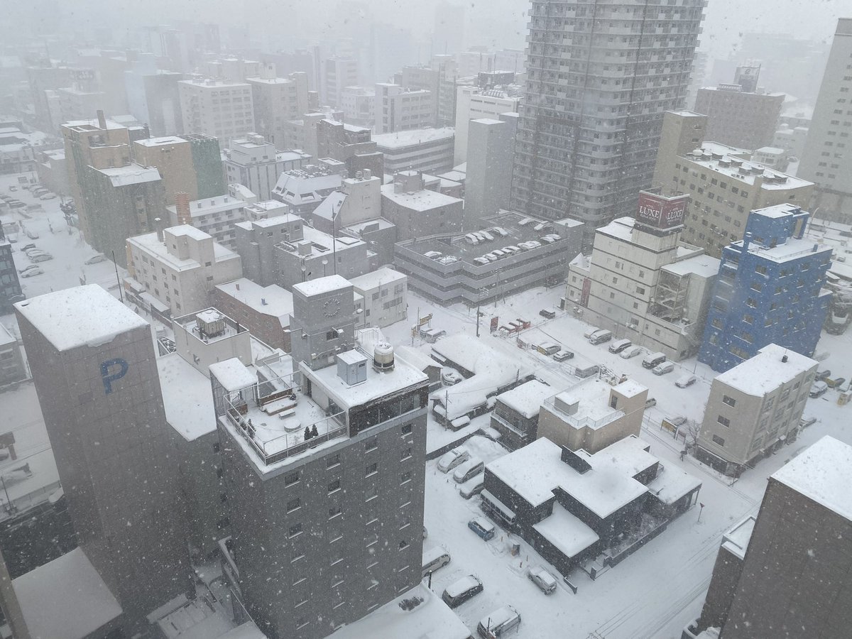 haillin's tweet photo. この時期の札幌は2年前の3月1日
退院してそのまま準備し羽田から千歳へ天候不良でディレイやキャンセル祭りの中　飛ぶ？引き返す？不安のままなんとか千歳に着陸、ホッとした思い出です
今年は天候の心配はなさそう
仕事終えて羽田に向かってます
待ってろさっぽろー https://t.co/9ds2oT9Cnd