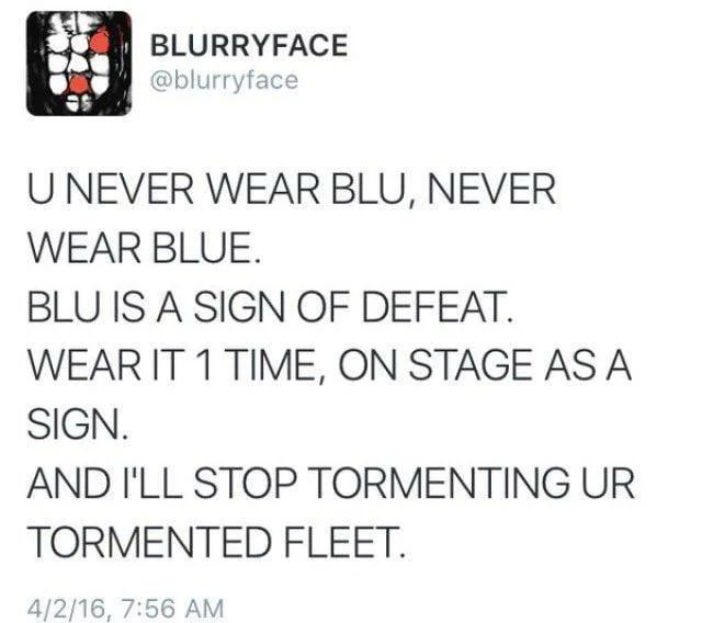 Twenty One Pilots already played the March Madness Music Festival in 2016. That day Blurryface's "NEVER WEAR BLU" tweet was posted, and Tyler wore the iconic blue jumpsuit on stage.