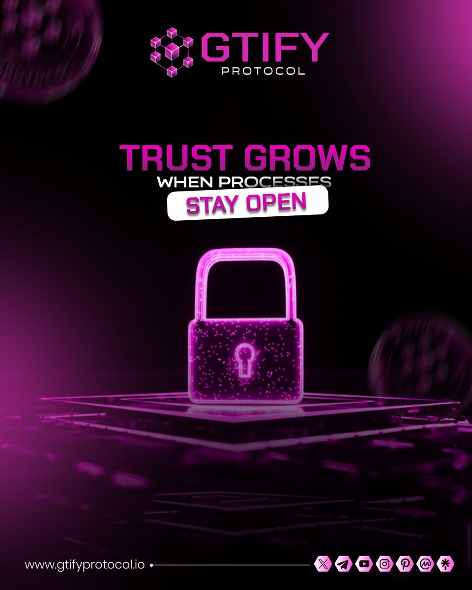 gtifyprotocol's tweet image. Trust grows when processes stay open 🔓
Transparency strengthens communities and builds long-term credibility. GTIFY emphasizes open processes that encourage confidence, accountability, and sustainable ecosystem growth.

#OpenProcesses #TrustInTechnology #TransparentSystems
