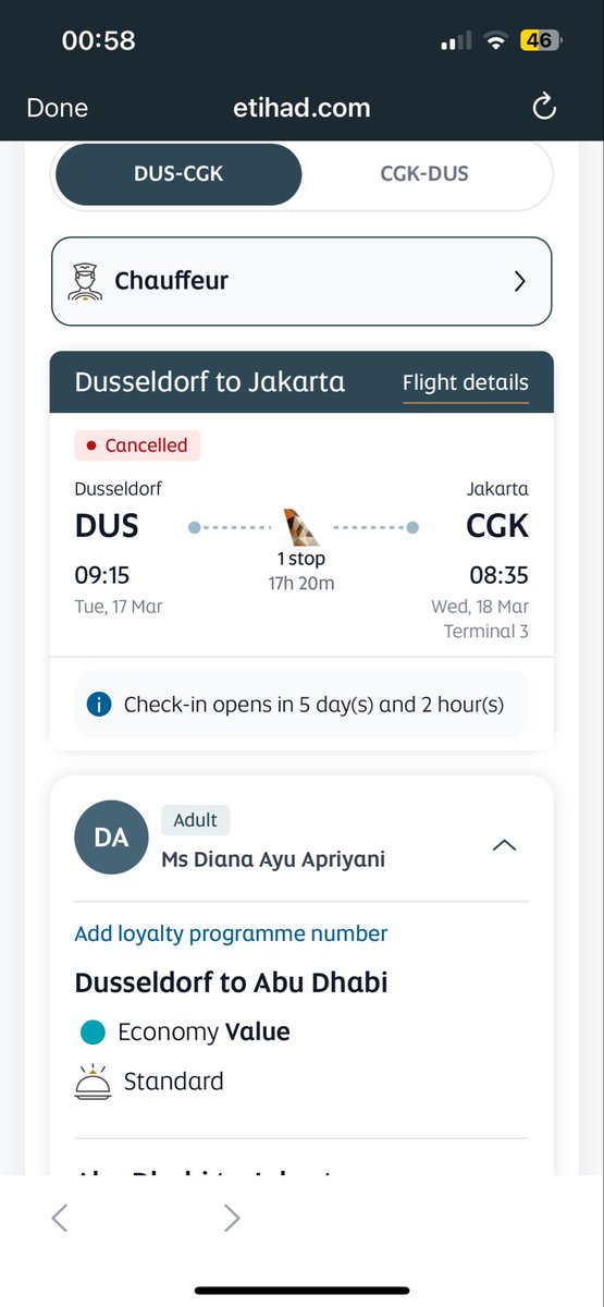 Didienatz's tweet photo. Dear @etihad , you cancelled my flight last minutes (just a week before i flight).
I have to flight at 17 March 2026, i have to celebrate eid fitri with my family.
I have ticket from Hamburg to Dusseldorf at 16 March 2026 night and thats non refundable https://t.co/tEay0aqHvD
