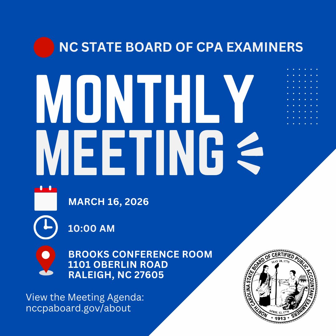 NC Board of Certified Public Accountant Examiners tweet media