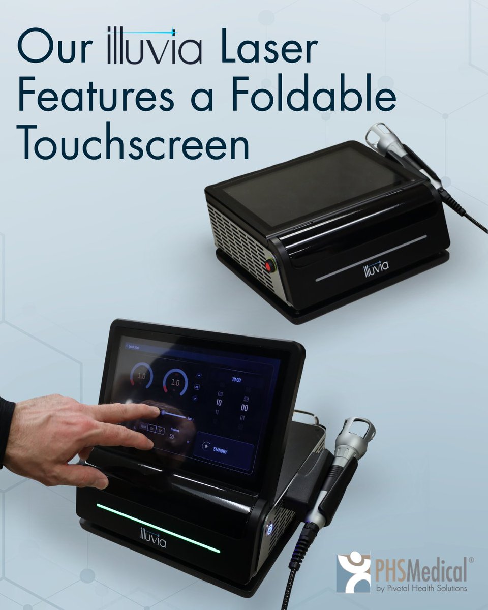 PHSMedical's tweet image. The Illuvia Laser features a foldable touchscreen, making setup quick, and giving you the perfect viewing angle for every treatment. Efficiency, precision, and convenience, all in one device. 🚚💡

#PHSMedical #IlluviaLaser #PhysicalTherapy #ClinicSolutions #PortableTherapy
