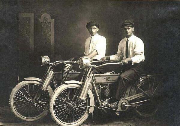 William Harley and Arthur Davidson in 1914.