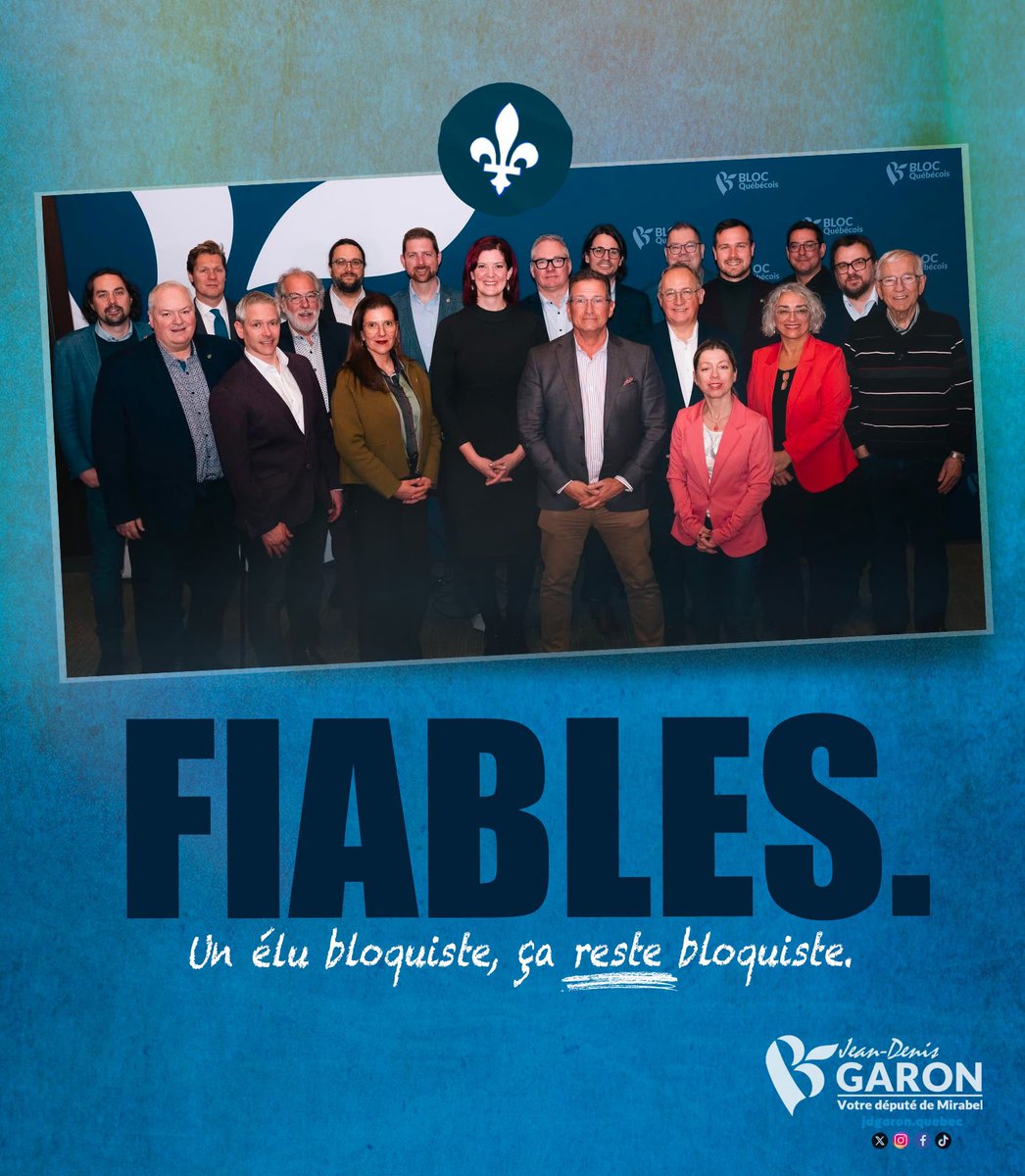 Un élu bloquiste, ça reste bloquiste. 

La confiance de nos électeurs et la fidélité à nos valeurs, ça ne se marchande pas. 

<a href="/BlocQuebecois/">Bloc Québécois</a>