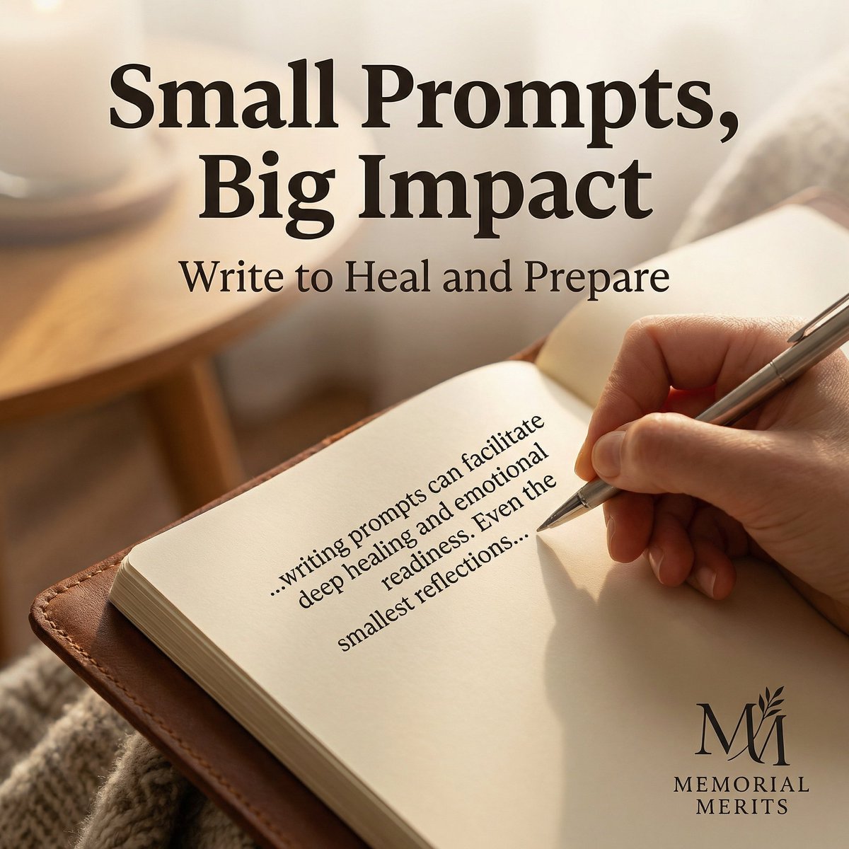 Writing prompts can unlock emotions, guide reflection, and foster healing. ✍️💖  
Start small; the impact grows!

#LegacyJournal #GriefSupport #EndOfLifePlanning #MemorialMerits #EmotionalWellness #LifeAfterLoss #PrePlanWithLove