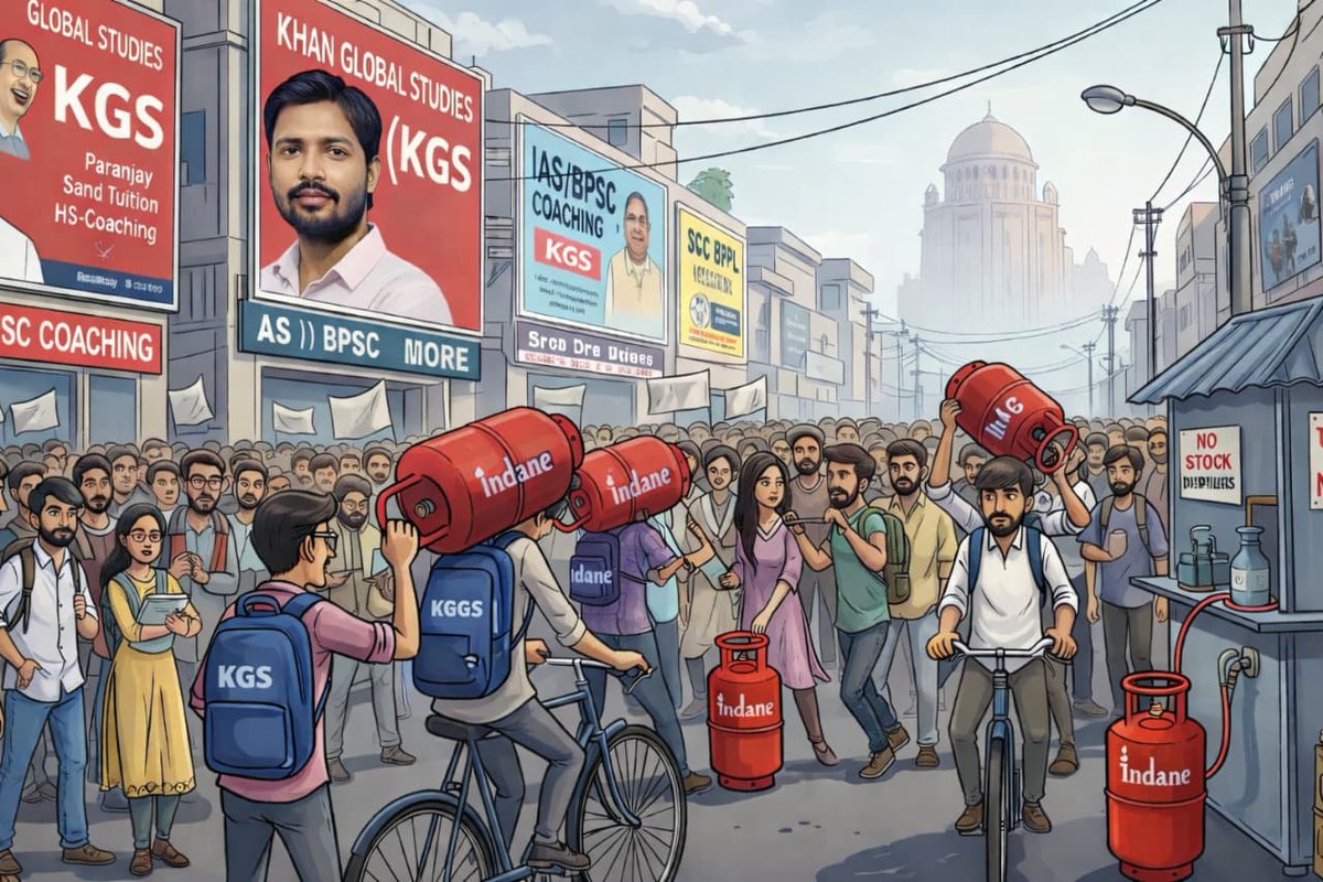 Sapne BPSC ke, aur sangharsh LPG ka! 🚲🔴

Patna ke har kone mein students ki yahi kahani hai—haath mein pen kam, khali cylinder zyada hai. 

Khan Sir ki class ho ya coaching ka test, sab chhoot raha hai gas ki killat ki wajah se.

Dhyan dein sarkar! 🙏
#Patna #Bihar #LPGCrisis