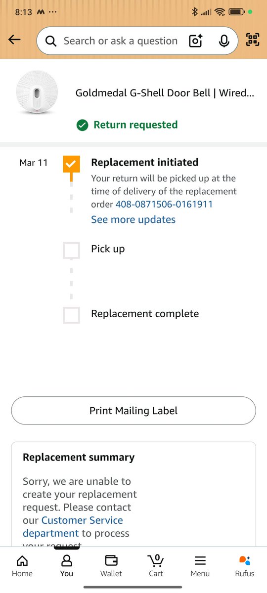 SurendraJaiHind's tweet photo. @AmazonHelp @amazonIN Hello team, I was required a current operated ring bell, however, received a battery operated bell. I need a refund and your application is allowing only replacement. Please help https://t.co/cc9IwkzNMn