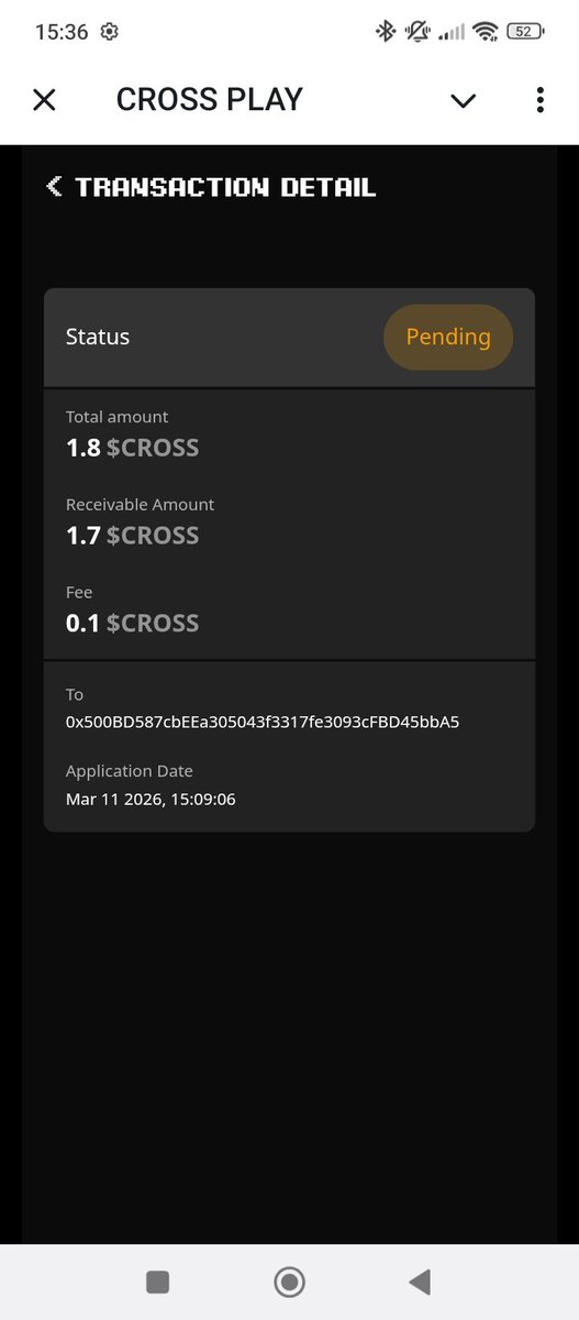 GraphicMan4U's tweet photo. @crossplay_xyz @crosswave_xyz Cross mainnet is suppose to be  filled in 1 sec.....I send my CROSS token that I earn them in CROSS PLAY to see if they are legit....seems not ....10¢ worth of cross token still pending....I don't Wana think if this was 1000 CROSS....or more...seems Ur telegram game is an scam!! https://t.co/kptzw1PBmf
