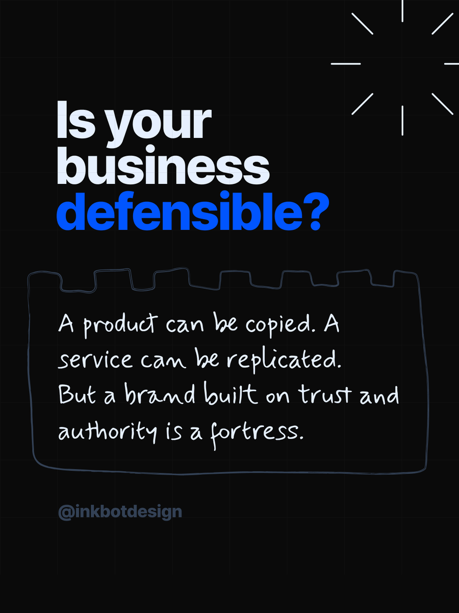 StuartLCrawford's tweet image. Is your business defensible? 
A product can be copied. A service can be replicated. 
But a brand built on trust and authority is a fortress. It's the moat that keeps competitors out. 
#CompetitiveAdvantage #BrandMoat