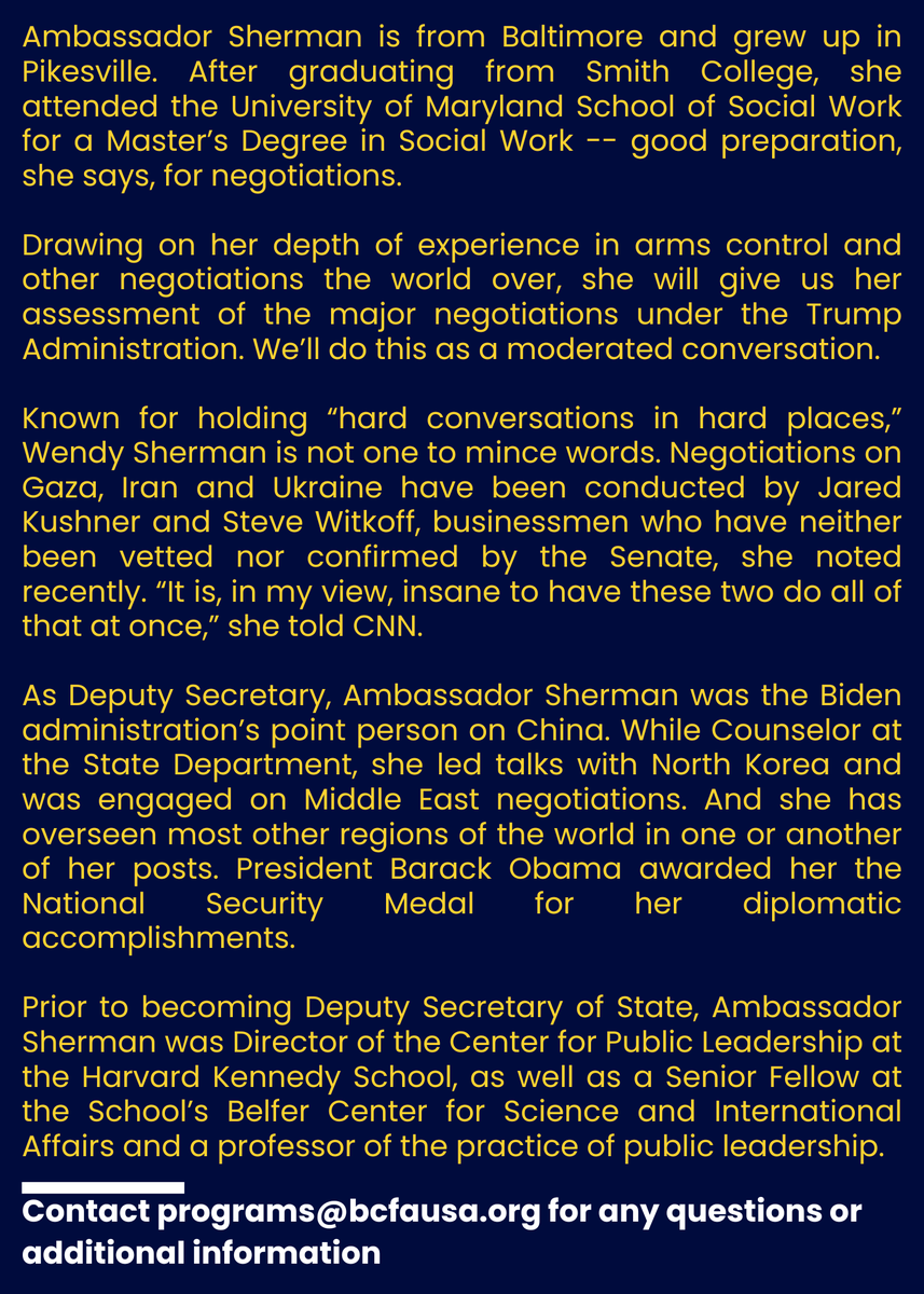 Attend our next event with Wendy R. Sherman, former U.S. Deputy Secretary of State, to learn more about U.S. diplomacy strategy and gain insight into U.S. foreign policy with Iran. This is a hybrid event, with in-person and Zoom attendance options.
