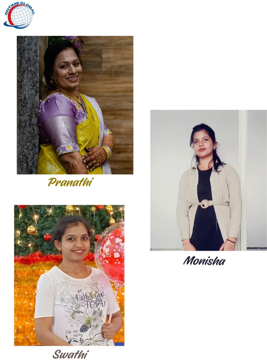 OntimeNetwork's tweet photo. Celebrating our team stars. 🌟

Congratulations to Pranathi, Monisha, and Swathi for their dedication and contribution at Ontime Global. 👏

#teamrecognition #employeeappreciation #ontimeglobal https://t.co/zPqlAkUeuO