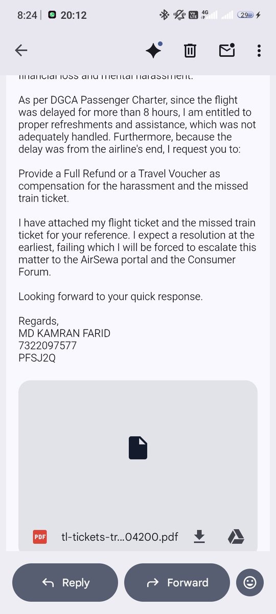 only4crypyto1's tweet photo. Dear SpiceJet Team,
I am writing to express my extreme dissatisfaction with the service provided regarding my flight Flight Number, SG-197 from Bangalore to Kolkata on 11th March 2026.
My flight was delayed by more than 8 hours, @_flyspicejet_1
@flyspicejet 
My PNR number PFSJ2Q https://t.co/LrREeSw0Tl