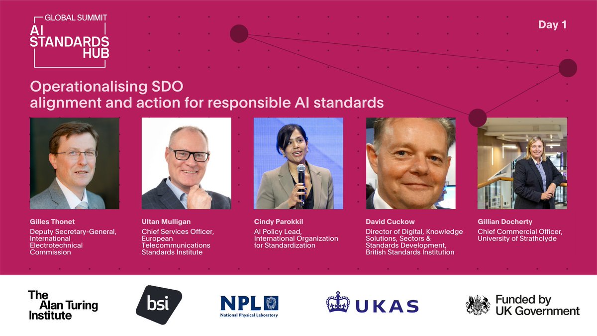 AIStandardsHub's tweet photo. Our first panel at the AI Standards Hub Global Summit will explore Operationalising SDO alignment and action for responsible AI standards with leaders from IEC, ETSI, ISO, BSI and the University of Strathclyde.

View agenda and sign up for the livestream: https://t.co/HIzqEIdEOW https://t.co/6EYYNcV81R