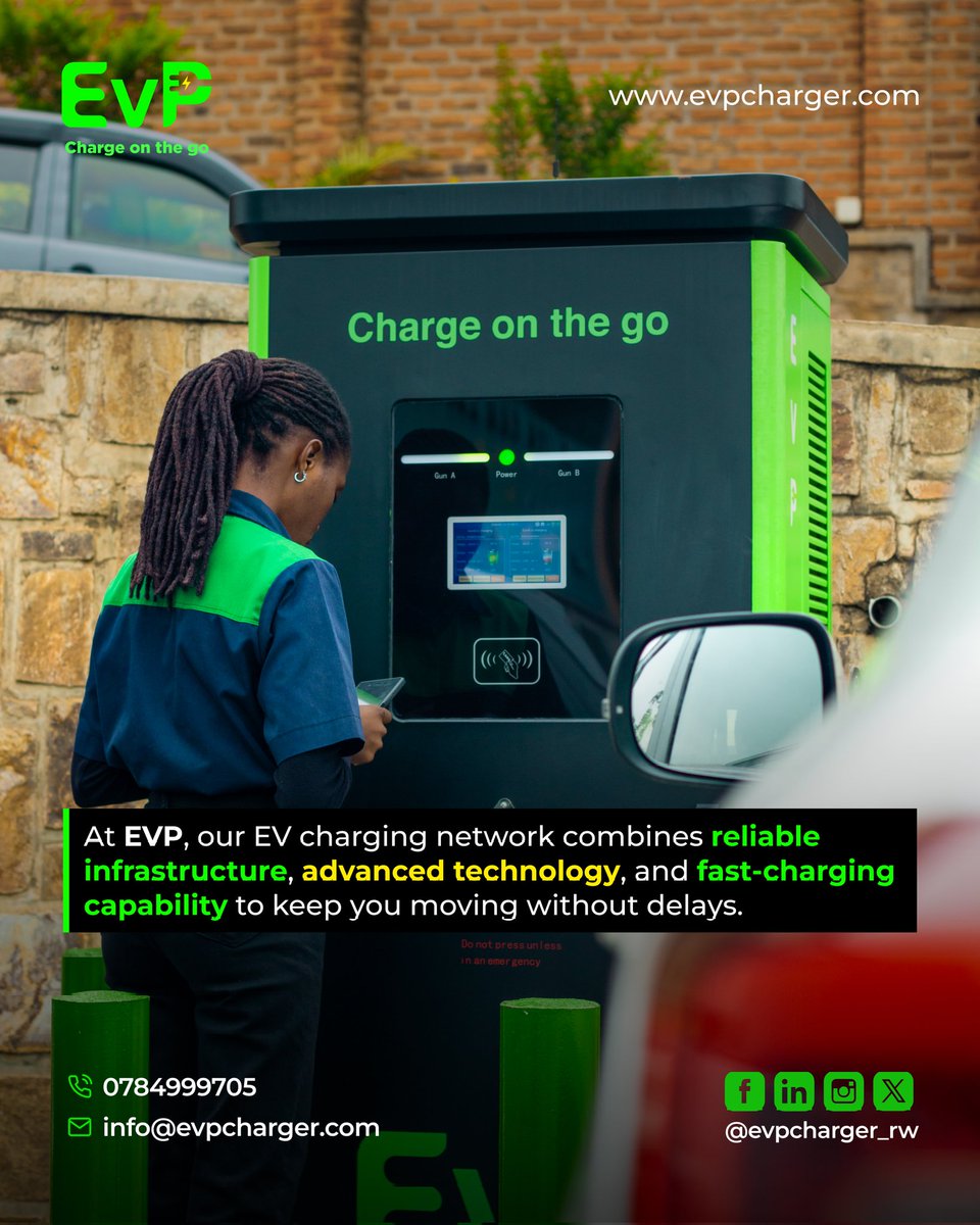 Reliable charging is the backbone of electric mobility. ⚡

At EVP, our charging network combines advanced technology, strong infrastructure, and fast DC charging to keep electric vehicles moving—efficiently and sustainably.

#evp #evprw #evpcharger
#evpchargerw #fastcharger