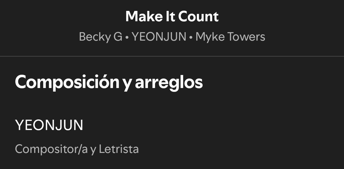 📰 Yeonjun ha sido acreditado como compositor y letrista en "Make It Count" para Spotify

📎open.spotify.com/track/3YEmN9JO…

– 🍃