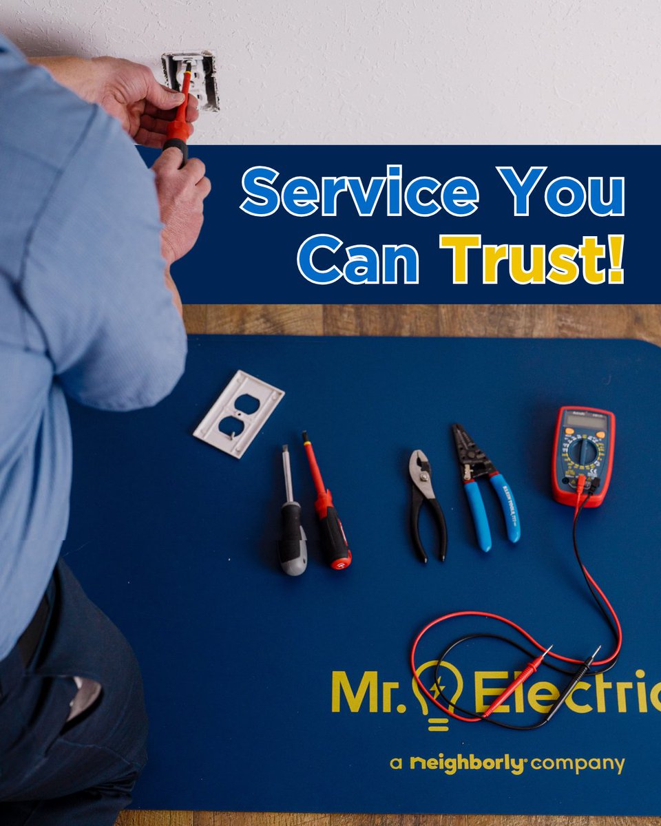 MrElectric's tweet image. Reliable service you can trust, every time!💡

From installations to repairs, Mr. Electric® is here for all your electrical needs. Call us today and experience the difference!☎️

#MrElectric #Neighborly #DependableService#ExpertService #Electrical