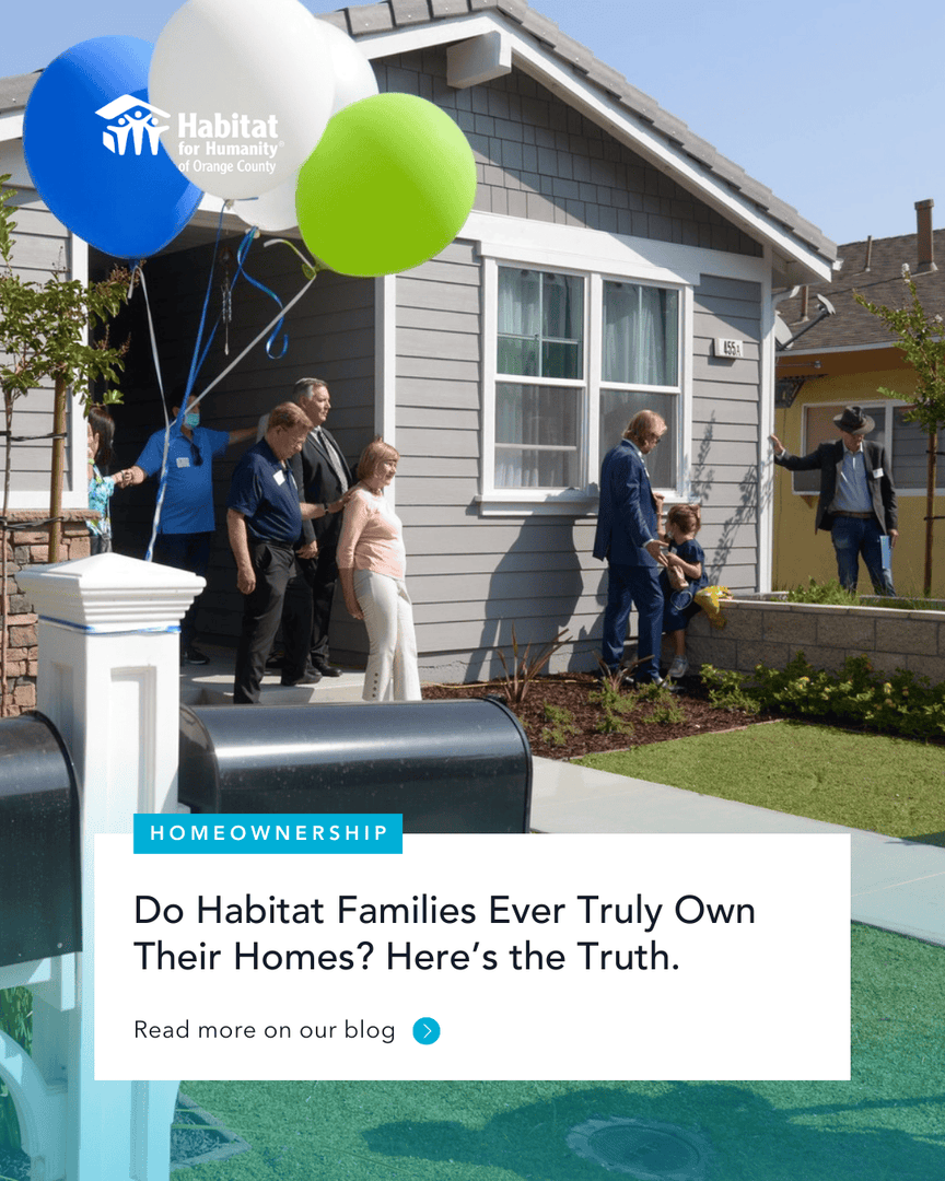 Yes, #HabitatOC homeowners do own their homes.

Families who complete the program hold title, carry a mortgage, and build equity over time. Resale guidelines simply ensure the home remains affordable for the next income qualified buyer.

Learn more ▶️ habitatoc.org/do-habitat-fam…