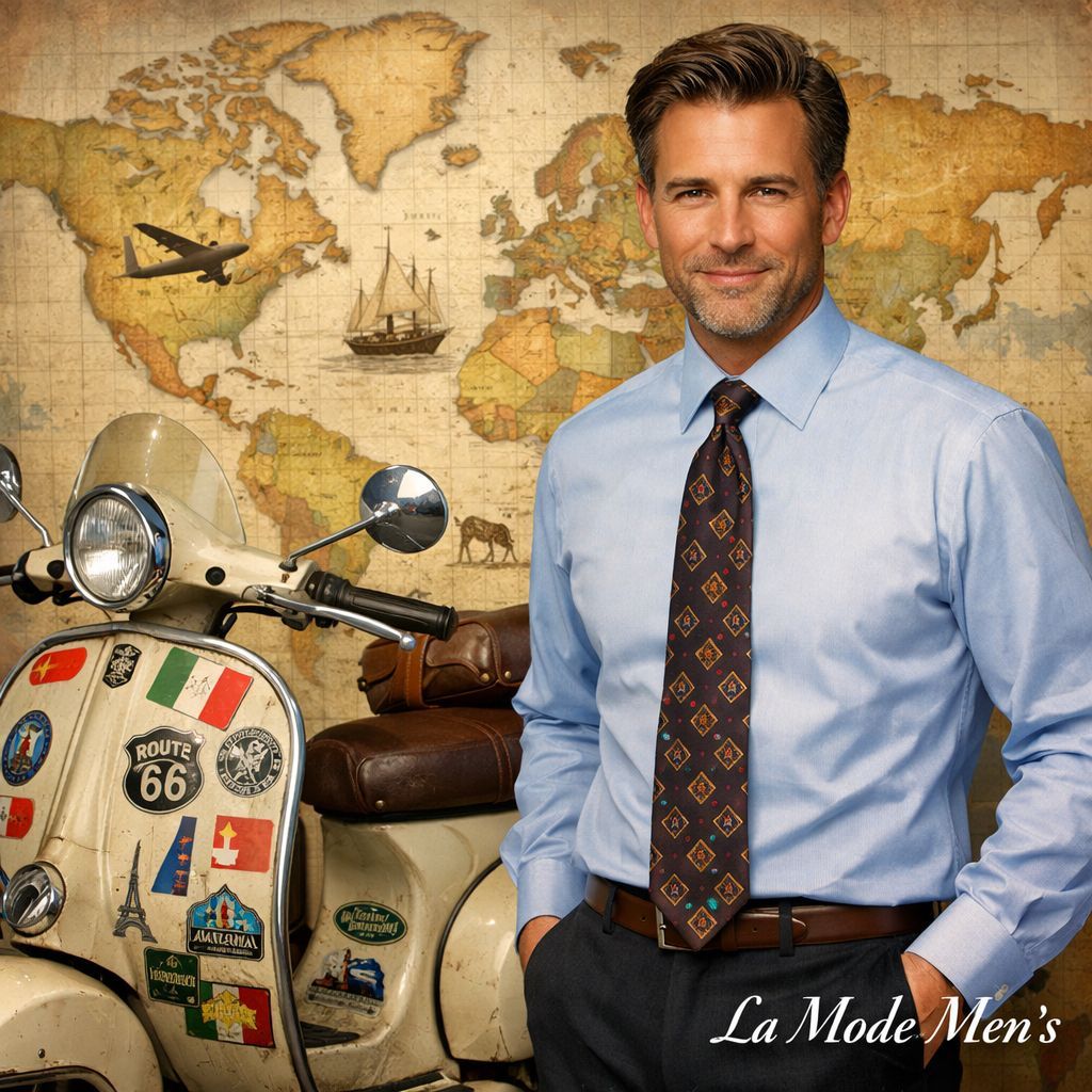 men_mode's tweet photo. Adventure meets elegance. 🌍
A sharp dress shirt, a patterned tie, and the open road. The modern gentleman travels in style with La Mode Men’s.

#LaModeMens #Menswear #PatternTie #GentlemanStyle #TravelStyle #ClassicMenswear #ModernGentleman https://t.co/e7RQBZMDnn